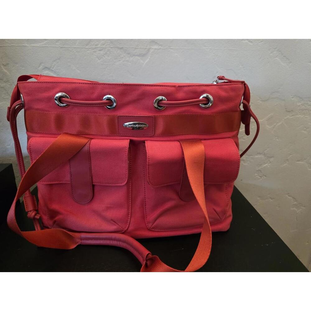 Samsonite Red Canvas Travel Laptop Tote Bag